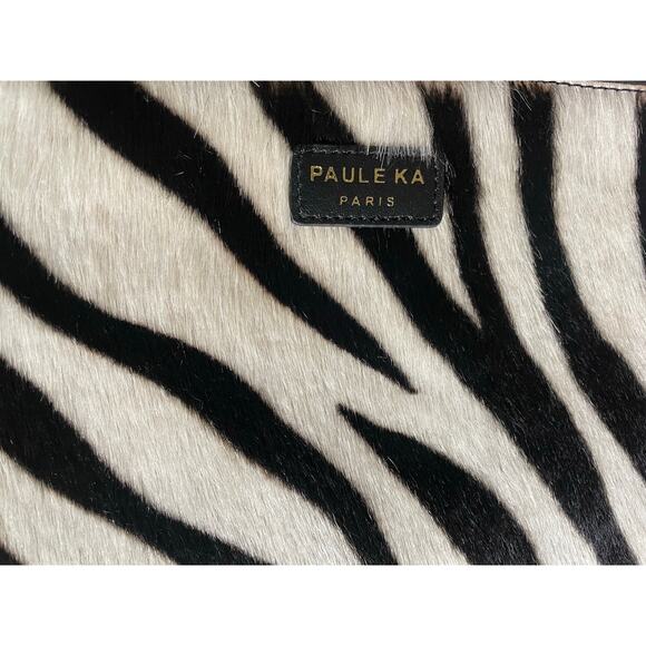 Paule Ka Zebra Print Pony Hair Clutch Purse Pouch - Picture 3 of 4